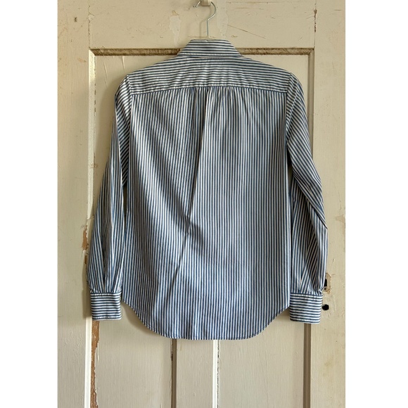 LORO PIANA Shirt Women's White/Blue Stripe Size38 Made in Italy - Picture 2 of 6